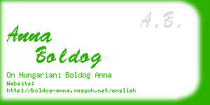 anna boldog business card